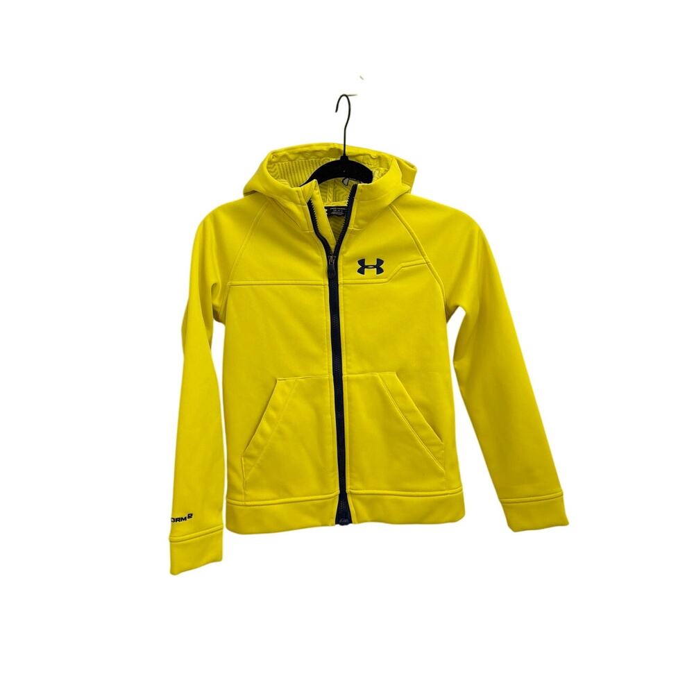 Under Armour Yellow Full-zip Hooded Softshell Jacket Youth Medium 10/12